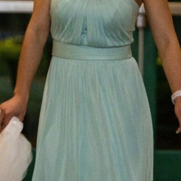 David's Bridal Y-Neck Mesh Short Bridesmaid Dress - Picture 3 of 3